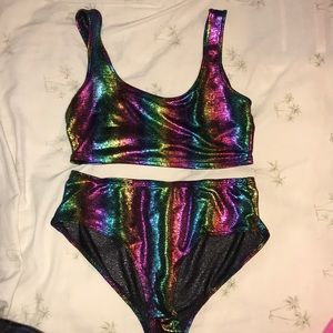 Rainbow sparkly two piece